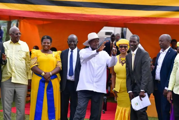 President Yoweri Kaguta Museveni during his monitoring tour of the government Programs in Greater Masaka Sub region