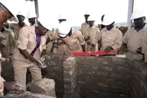 Youth practicing skills in building  